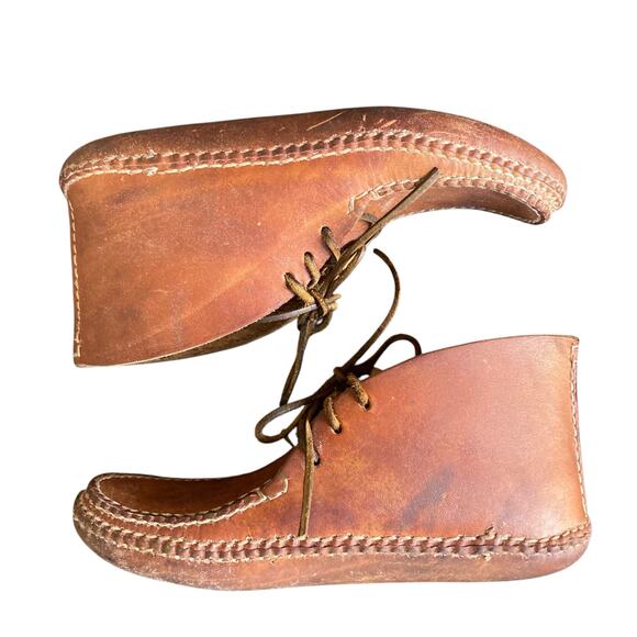Vintage Hand Crafted Brown Leather Lace Up Ankle Chukka Slow Fashion Boots Sz 7 - Picture 2 of 14